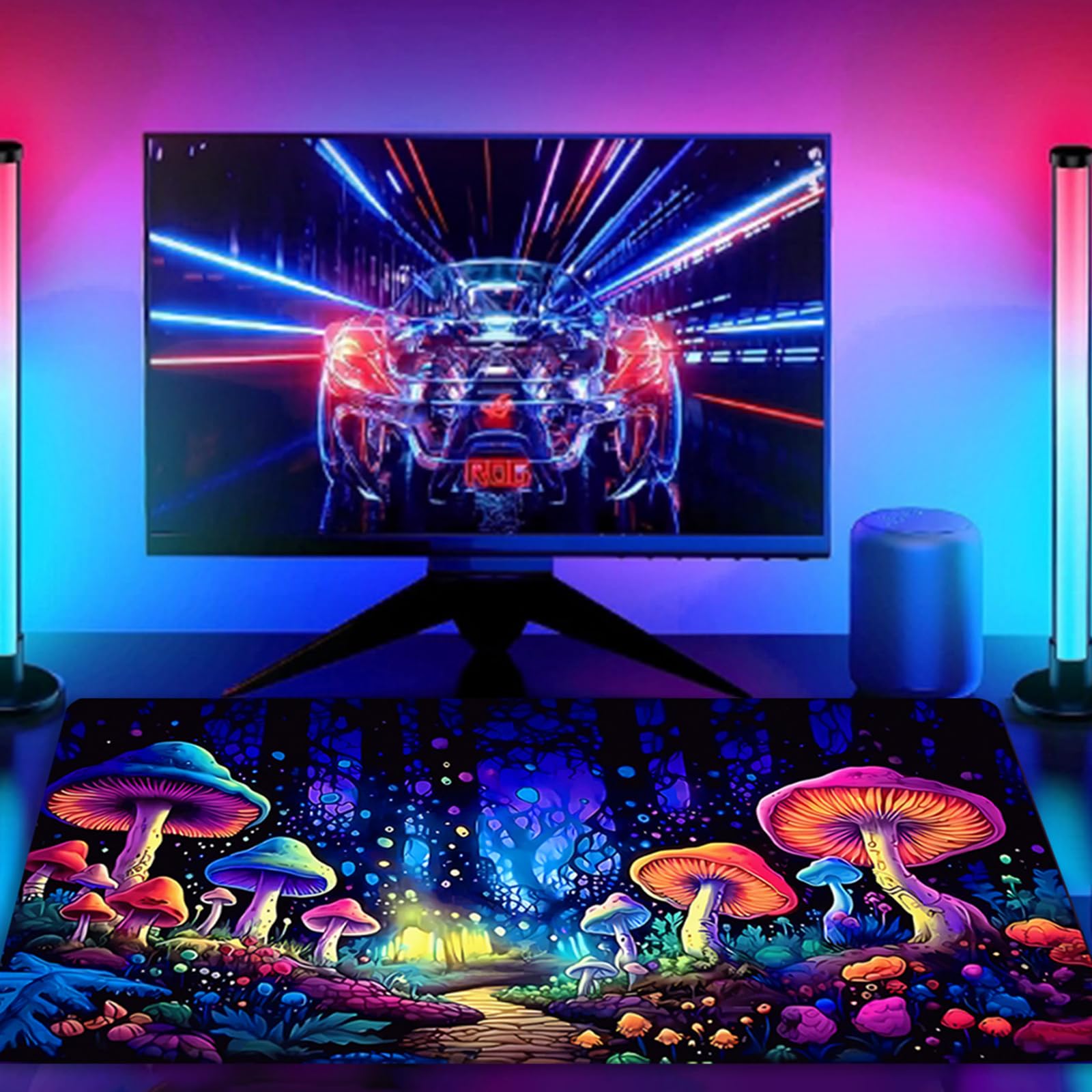 SparkLia Gaming Mouse Pad, Blacklight Waterproof Large Non-Slip Rubber Base Mouse Mat, Glow in The