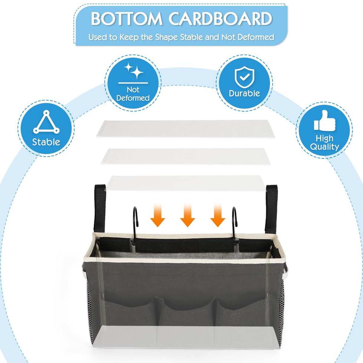 Ozzptuu Bedside Caddy Bedside Storage Bag for Headboards/Bunk Bed