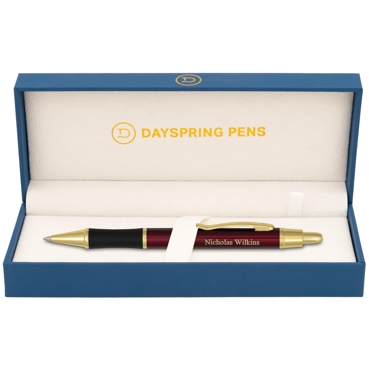 Dayspring Pens Monroe Personalized Ballpoint Pen, Ruby Red, 18k Gold Trim