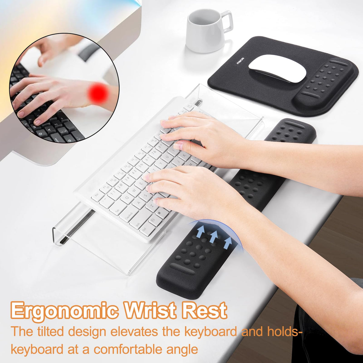 MOSISO Keyboard Stand&Wrist Rest Support for Keyboard &Mouse Pad Set