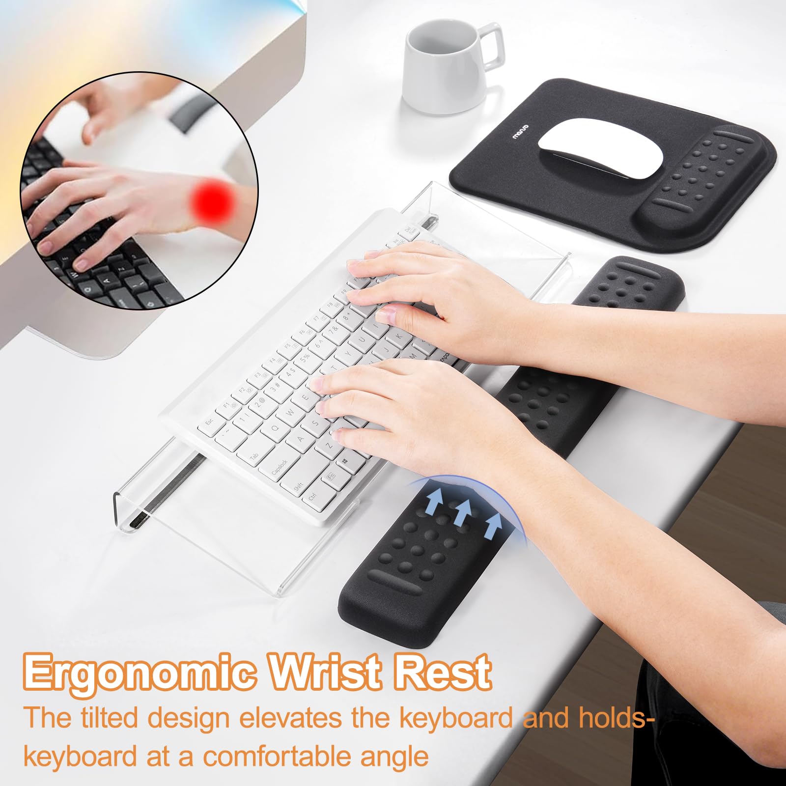 MOSISO Keyboard Stand&Wrist Rest Support for Keyboard &Mouse Pad Set