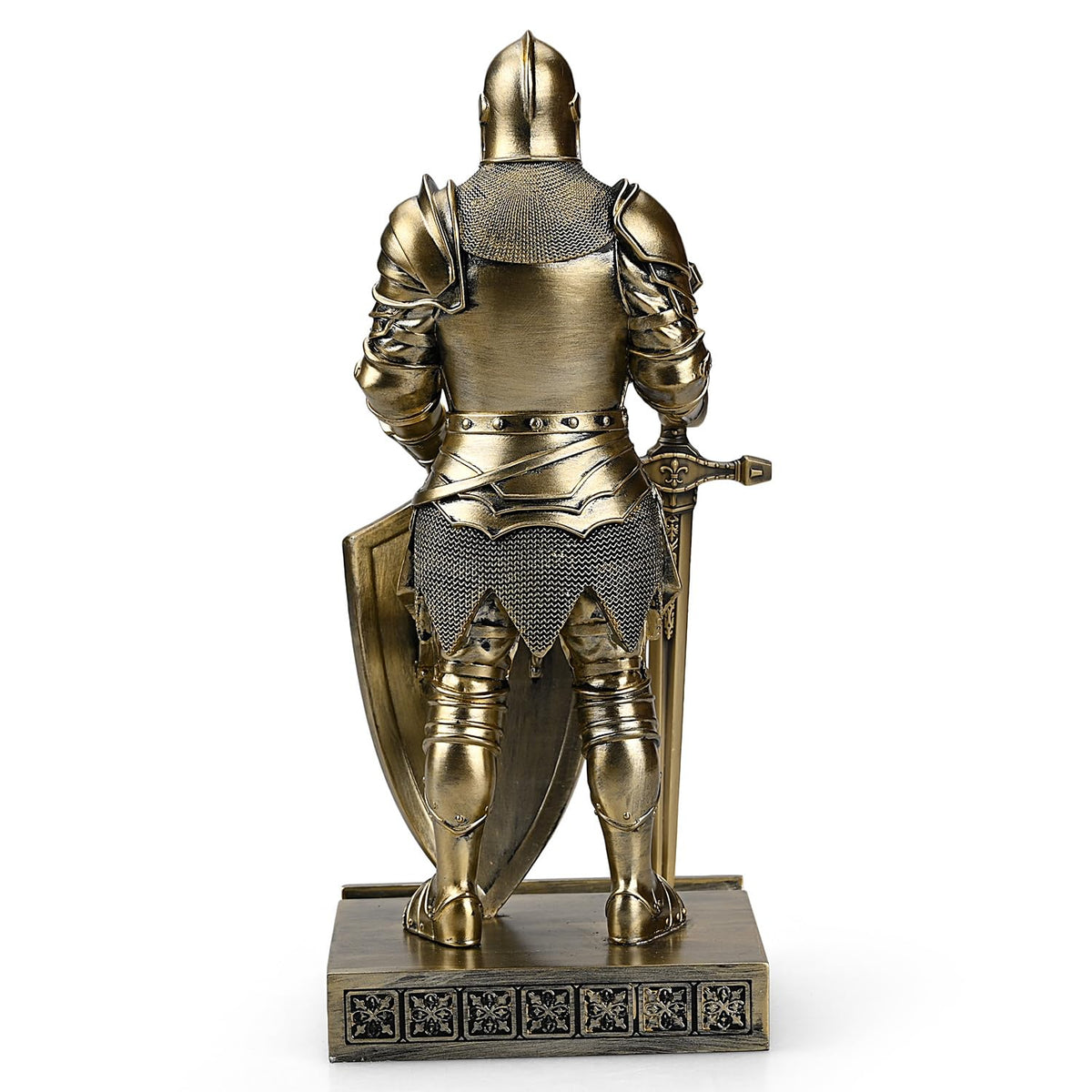HDMbigmi King's Guard Knight Pen Holder Statue with Shield for Desk Bronze