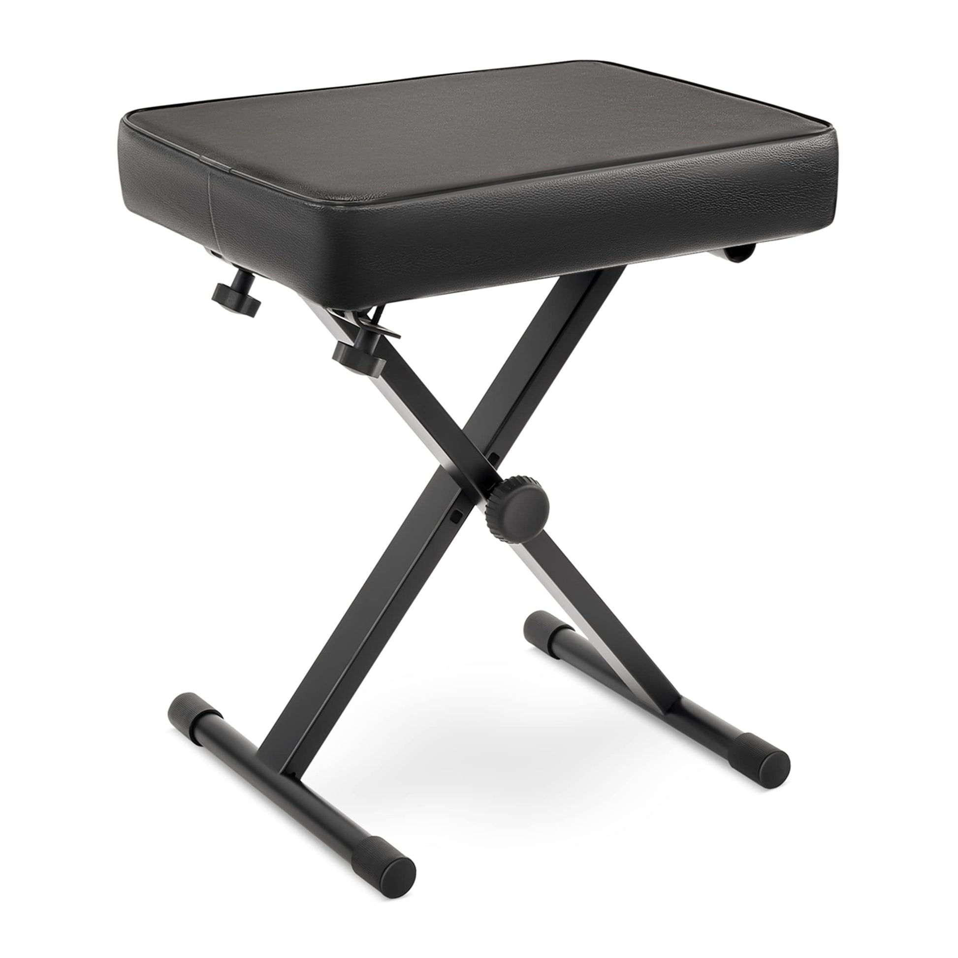 Adjustable Padded Keyboard Bench - X-Style Bench with Three Holes on Each Leg, 4 Non-Slip Rubber