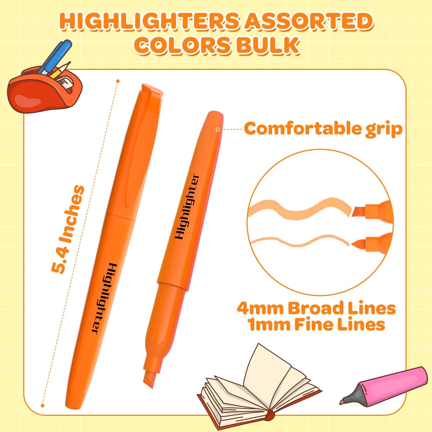JSDOOGOO 180 Pack Highlighters Assorted Colors Bulk - Chisel Tip No Bleed Dry-Quickly Markers Set