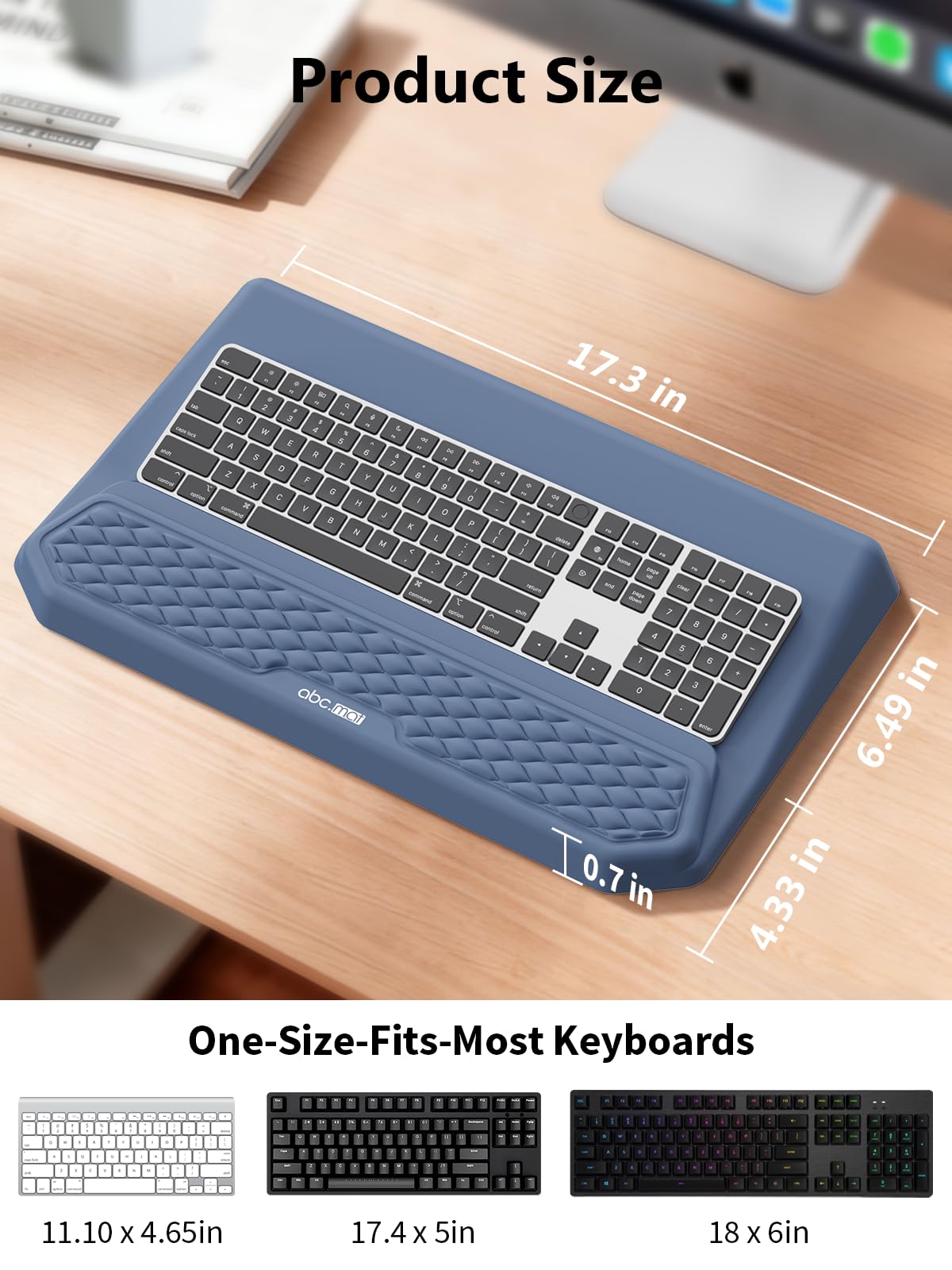 2-in-1 Ergonomic Keyboard Stand with Wrist Rest, Blue
