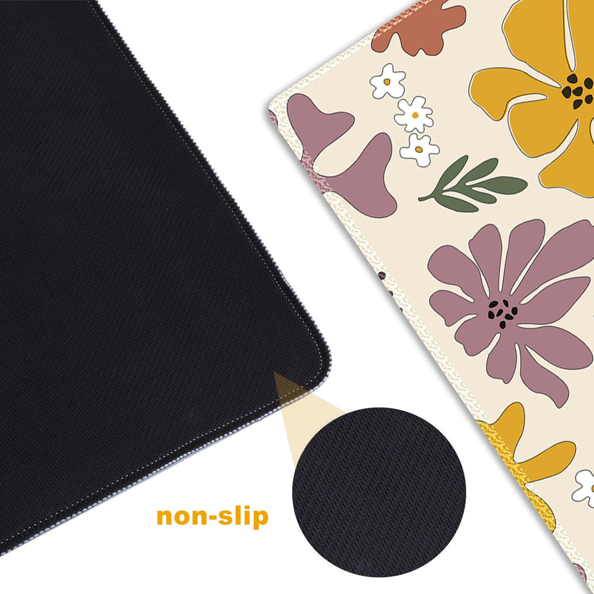 ARTSO Extended Gaming Mouse Pad, Cute XXL Large Keyboard Mat, Flower Long Mousepad Desk Decor