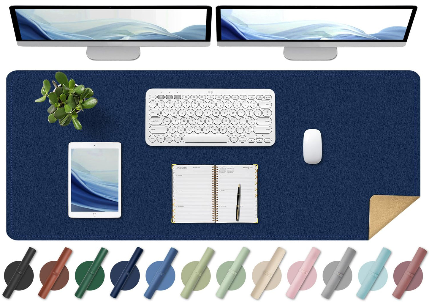 Large Desk Pad, 47.2'' x 23.6'', Office Desk Mat, Computer Mat for Desk, Leather Desk Pad