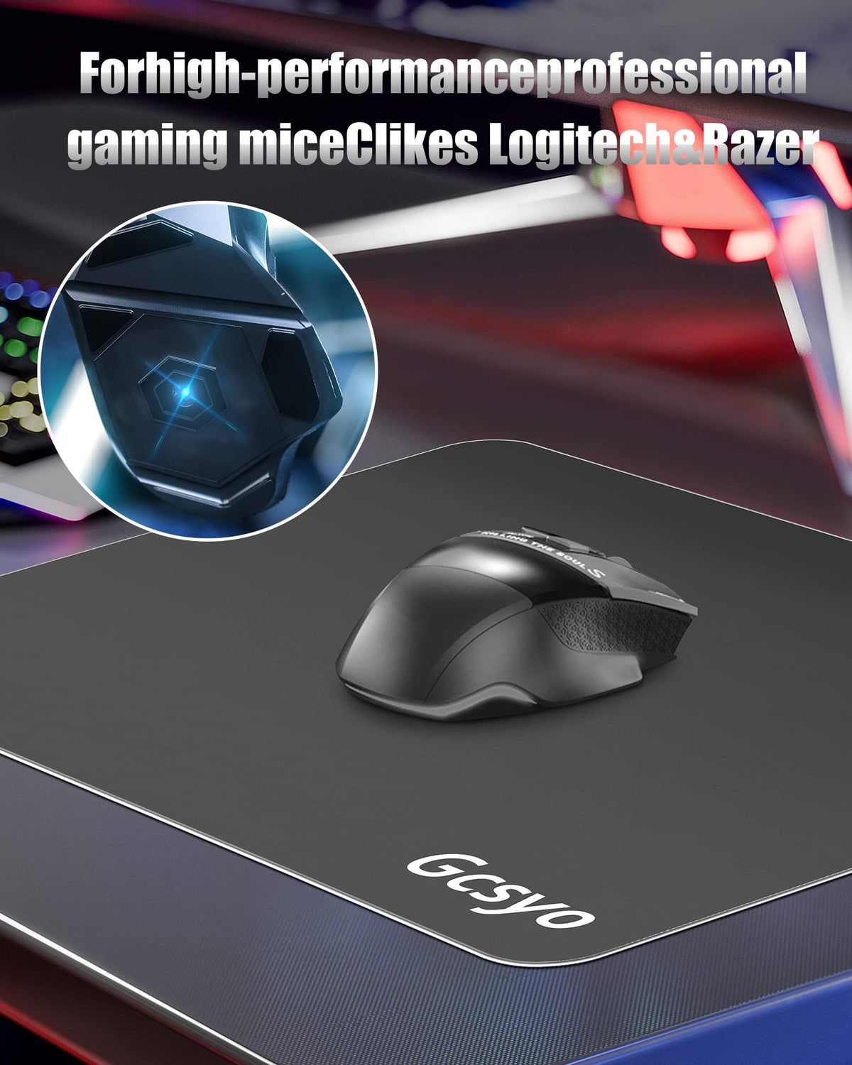 Professional Glass Gaming Mouse Pad for Logitech G502/G PRO/G703, Large Non Slip Mousepad for Avid