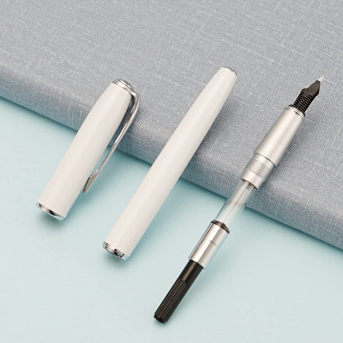 erofa Picasso 916 White Fountain Pen with Gift Box Writing Pen Set Medium Nib 0.7mm for Office