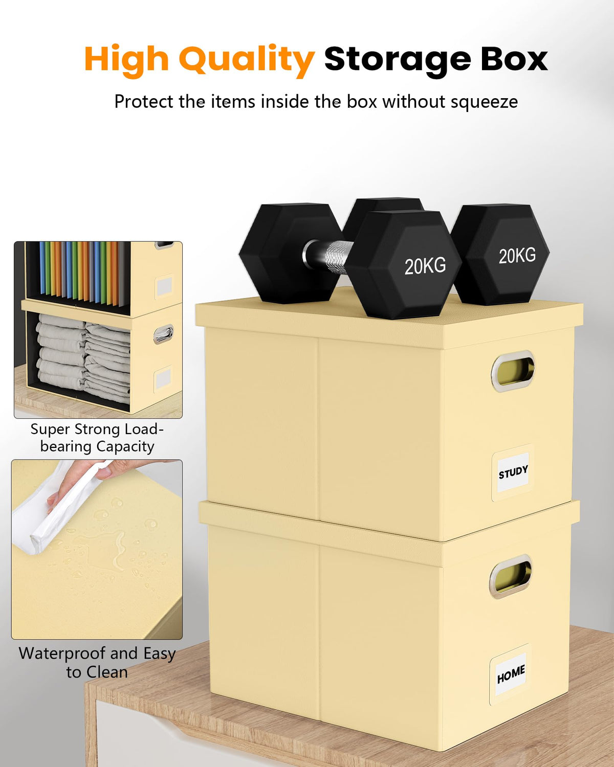 Oterri 2 Pack File Storage Organizer Box, Portable Document Box with Lid,Fit for Letter/Legal File