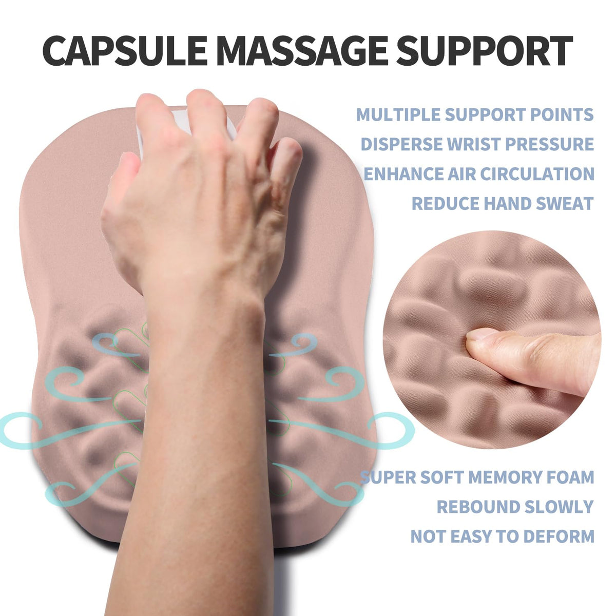 Gleamtide Ergonomic Raised Mouse Pad Wrist Support with Bilateral Slope Memory Foam Mousepad for