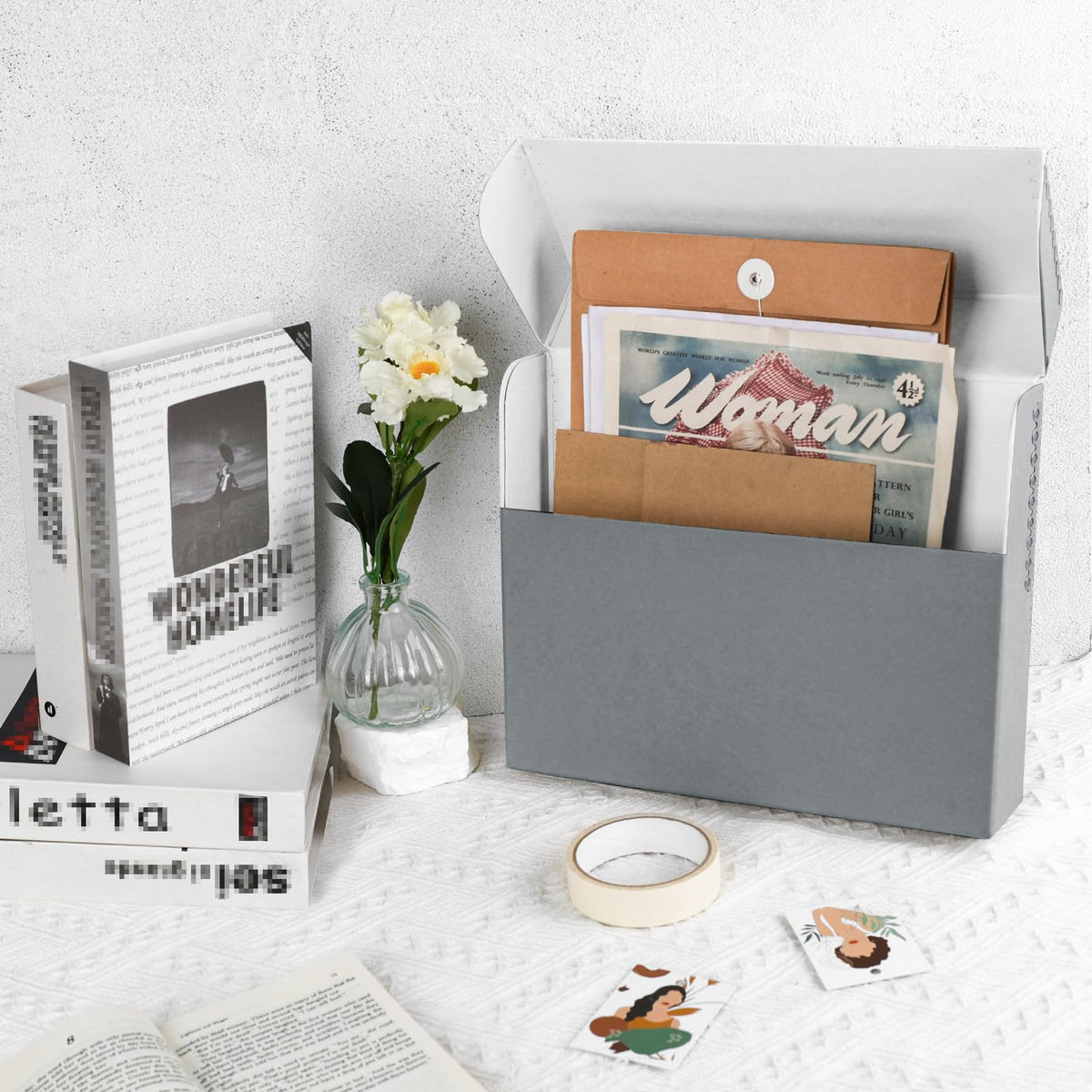 Lineco Archival Document Storage Box, Gray, 12.5" x 10.5" x 2.5"