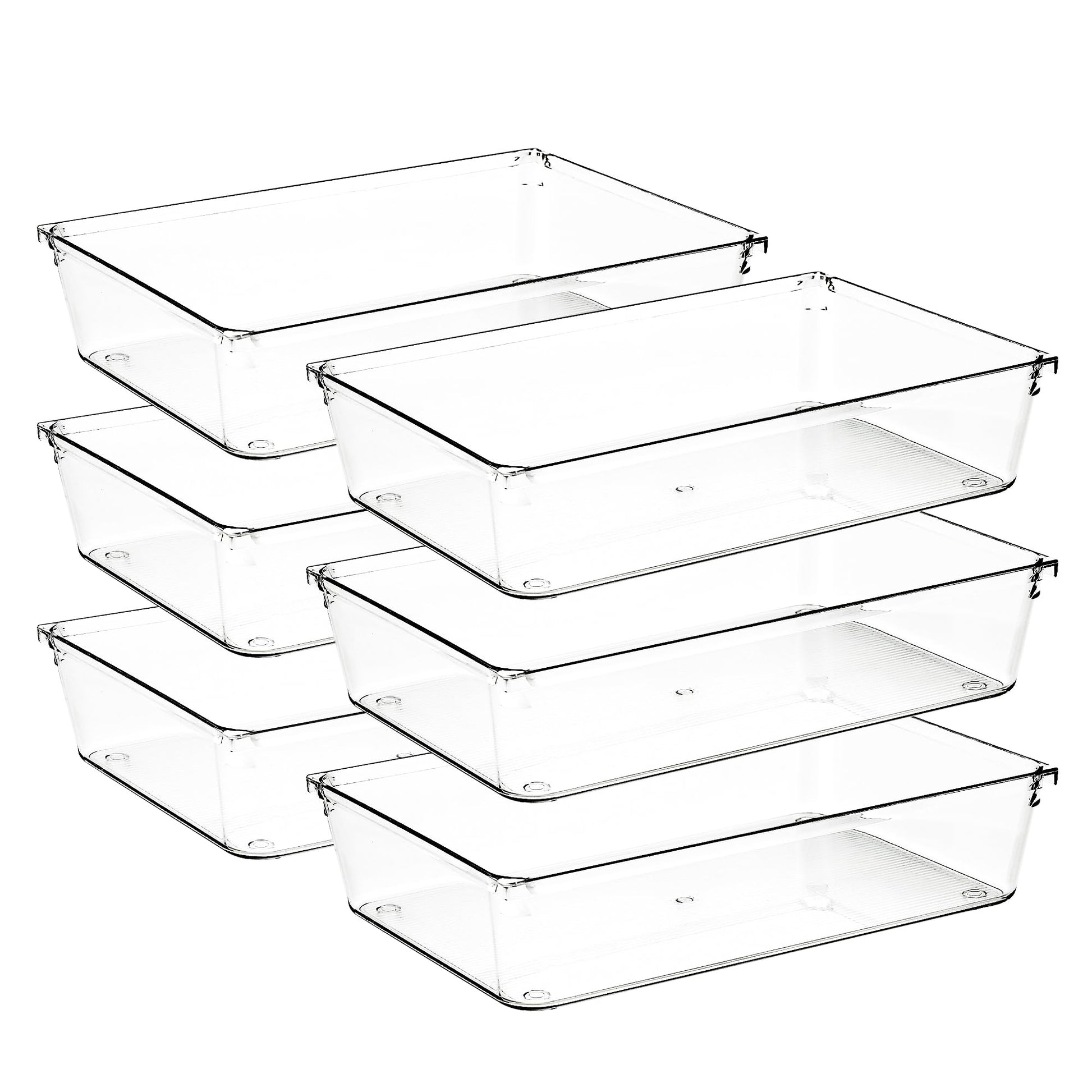 Ravinte Decor 6 Pack Drawer Organizers, 6"X 9" Clear Acrylic Storage Bins