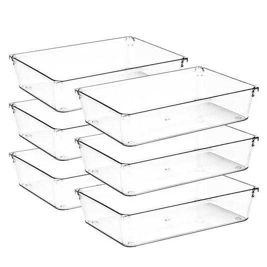 Ravinte Decor 6 Pack Drawer Organizers, 6"X 9" Clear Acrylic Storage Bins