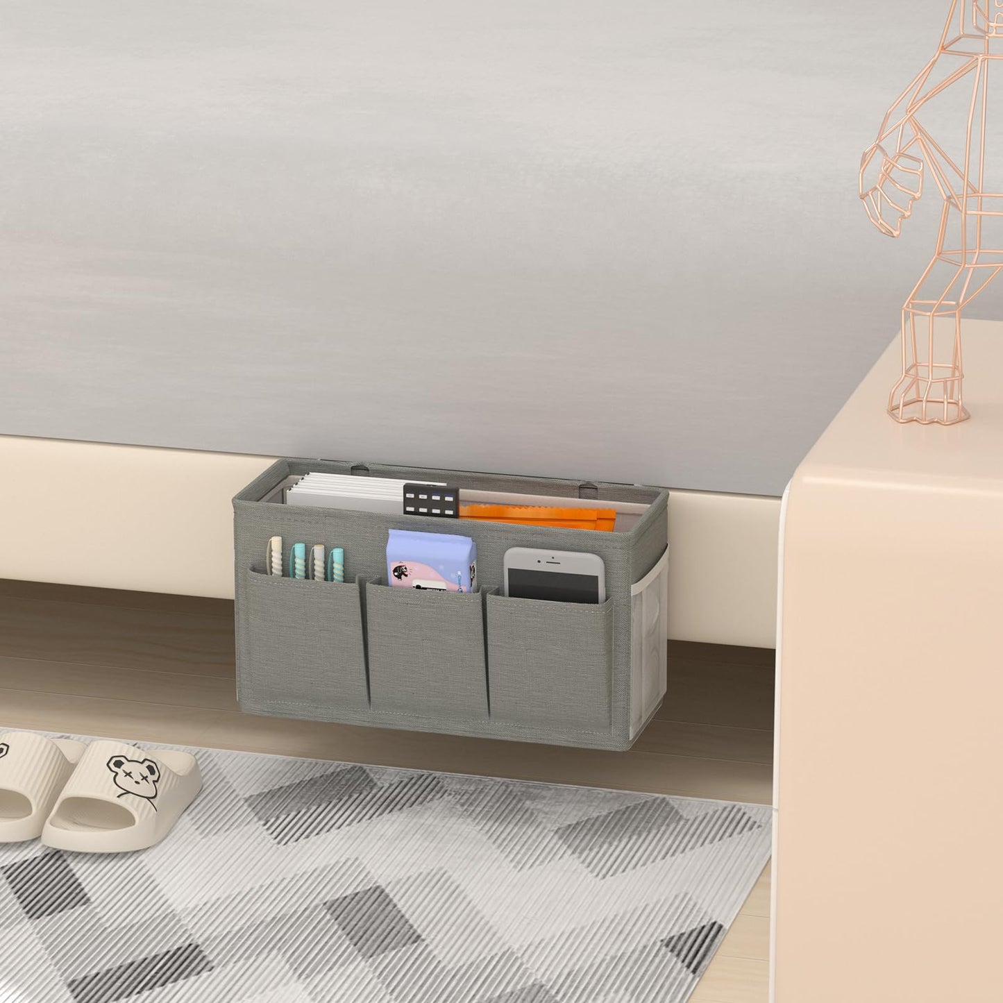 Bedside Caddy Storage Organizer for Bed Rails, Bed Caddy with 6 Pockets