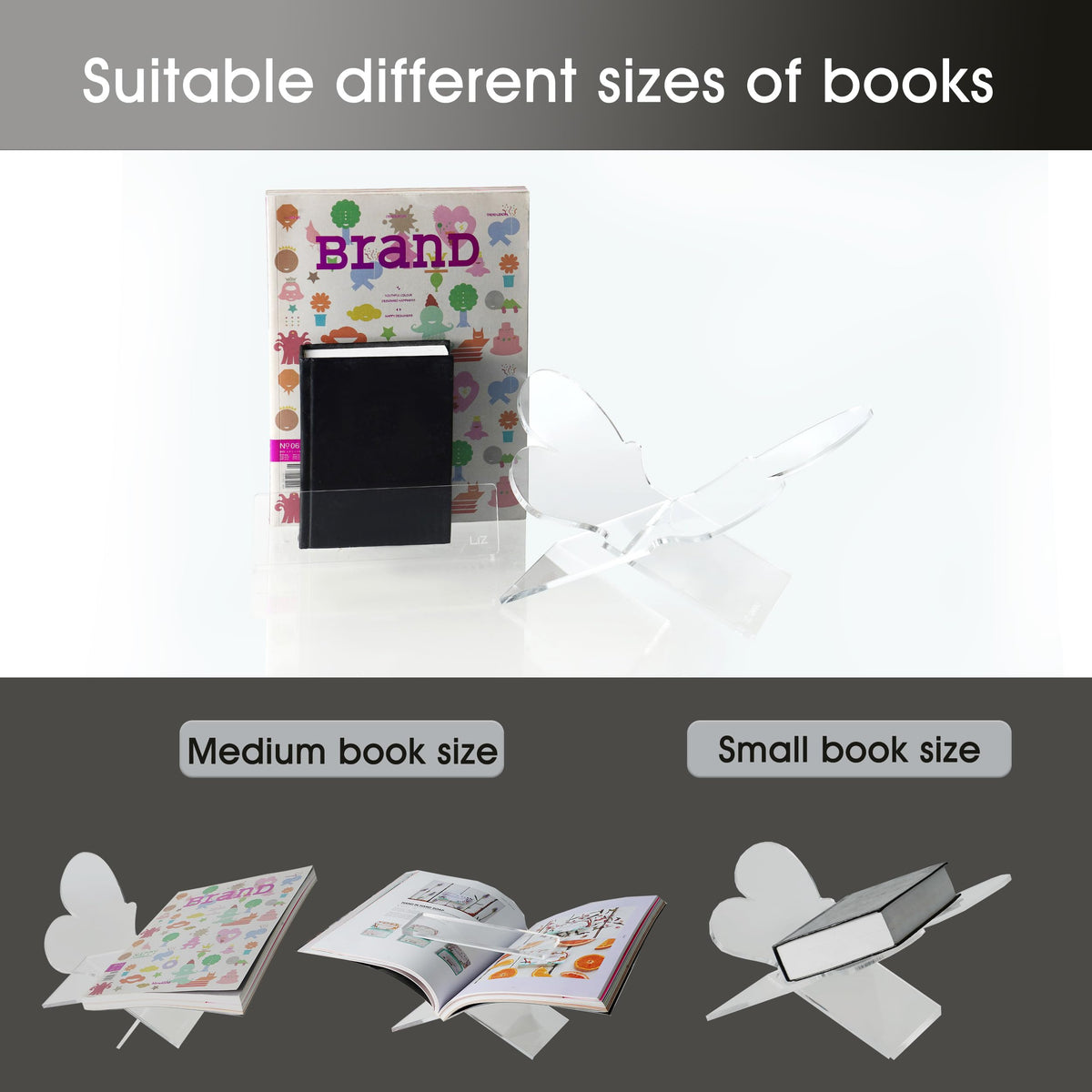 Large Butterfly Clear Acrylic Book Stand - Perfect for Displaying Open Book on Your Coffee Table