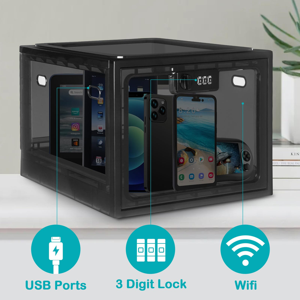 Lalifebuss Combination Lock Boxes for Personal Items, Lockable Storage Box for Office
