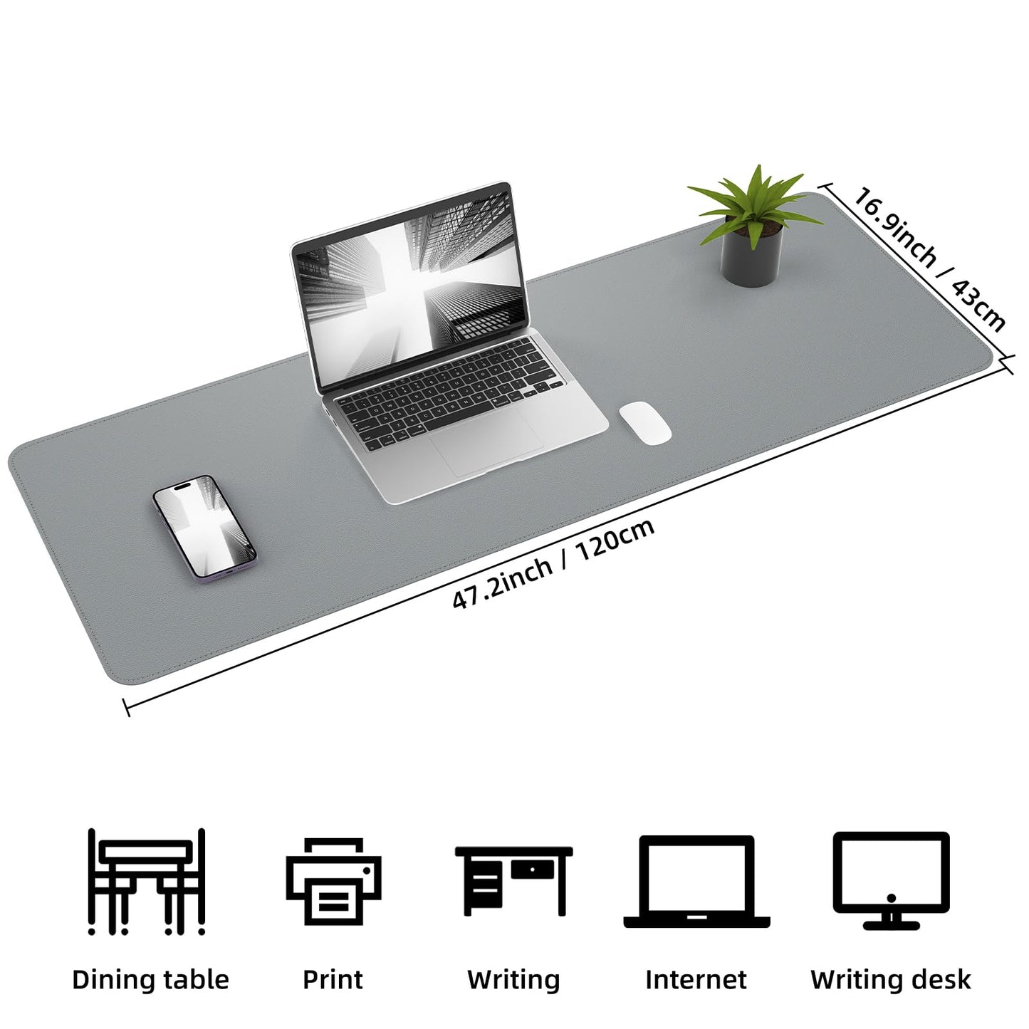 AFIING Leather Desk Pad Protector, 47" x 17" Large Desk Mat with Natural Cork & PU Leather, Mouse