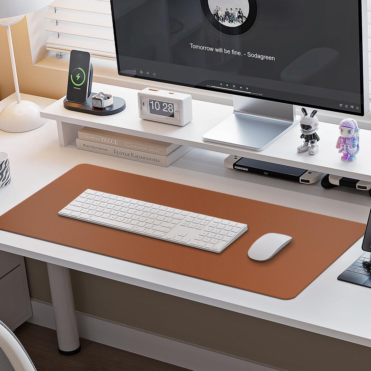 Boutilon Leather Desk Pad Protector,Non-Slip Mouse Pad,Laptop Desk Pad,Office Mouse Mat,Waterproof