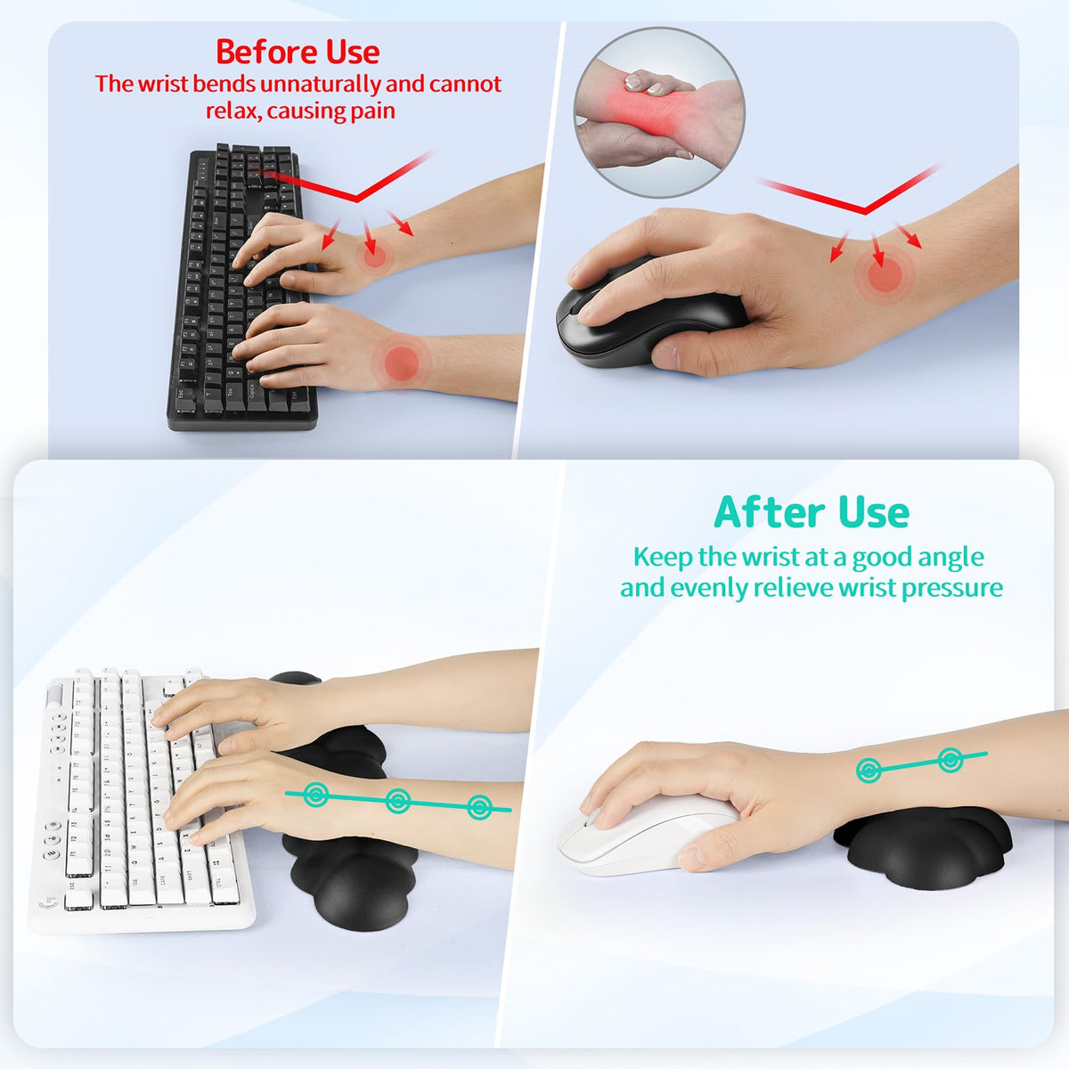 Sushret Cloud Wrist Rest Keyboard, Cloud Keyboard Wrist Pad Set with PU Leather Memory Foam, Cute