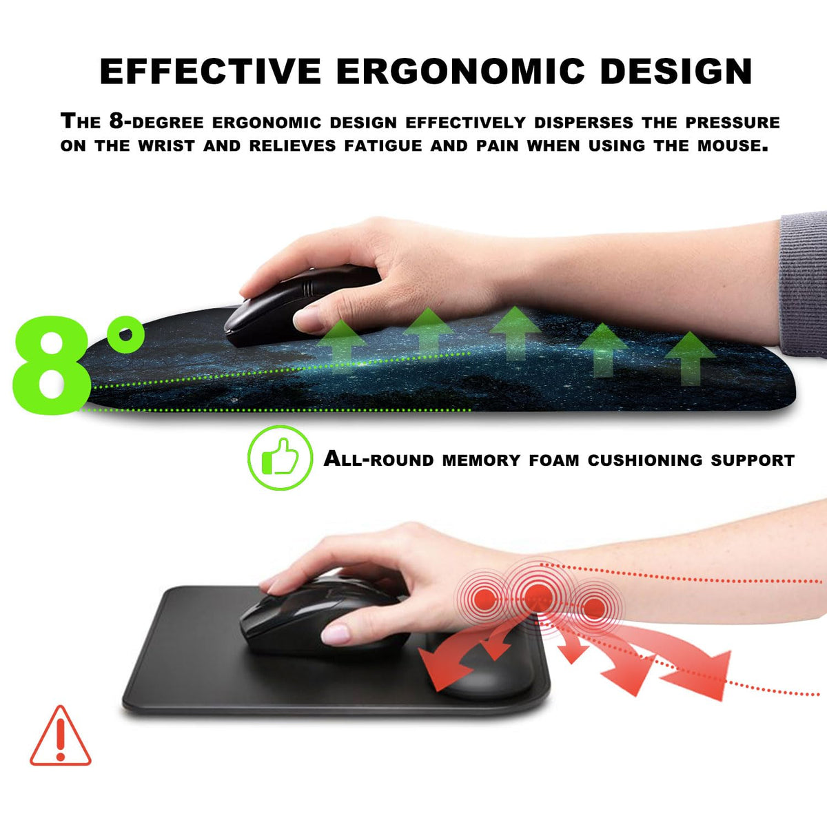 KUOSGM Mouse Pad Wrist Support, Ergonomic Mouse Pad with Massage Dot, Comfortable Computer Mouse