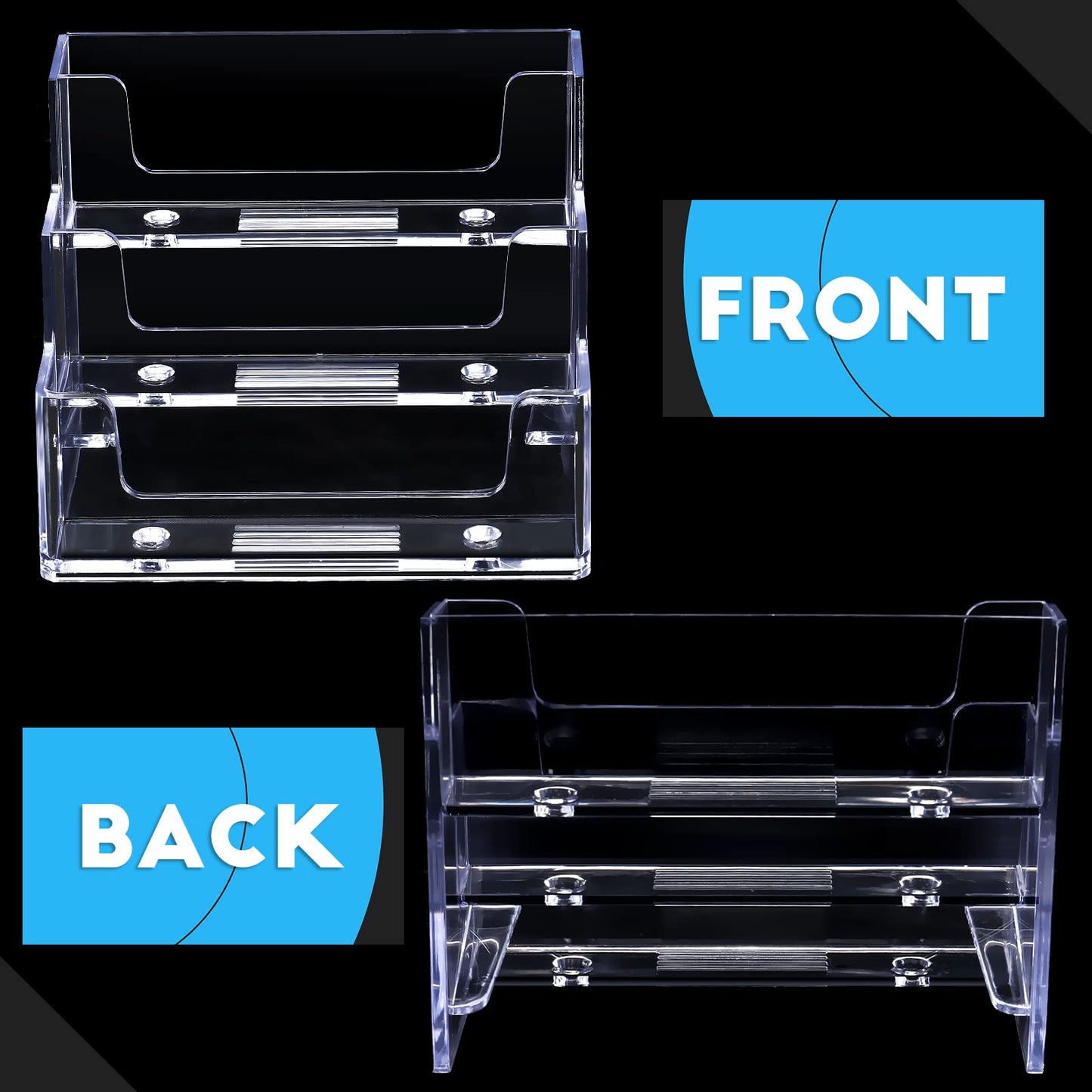 TecUnite 8 Pieces Business Card Holder for Desk 3 Tier Clear Acrylic Stand