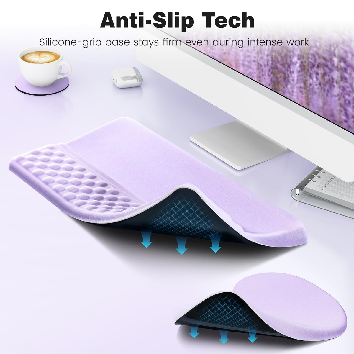 Ospelelf Ergonomic Mouse Pad and Keyboard Stand Wrist Rest Set, Memory Foam Comfort, Pain Relief