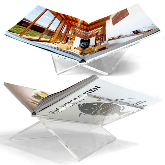 Baseline IGR Large Clear Acrylic Book Stand, 12.5" x 9.5" x 5.5”, Acrylic Book Holder, Open