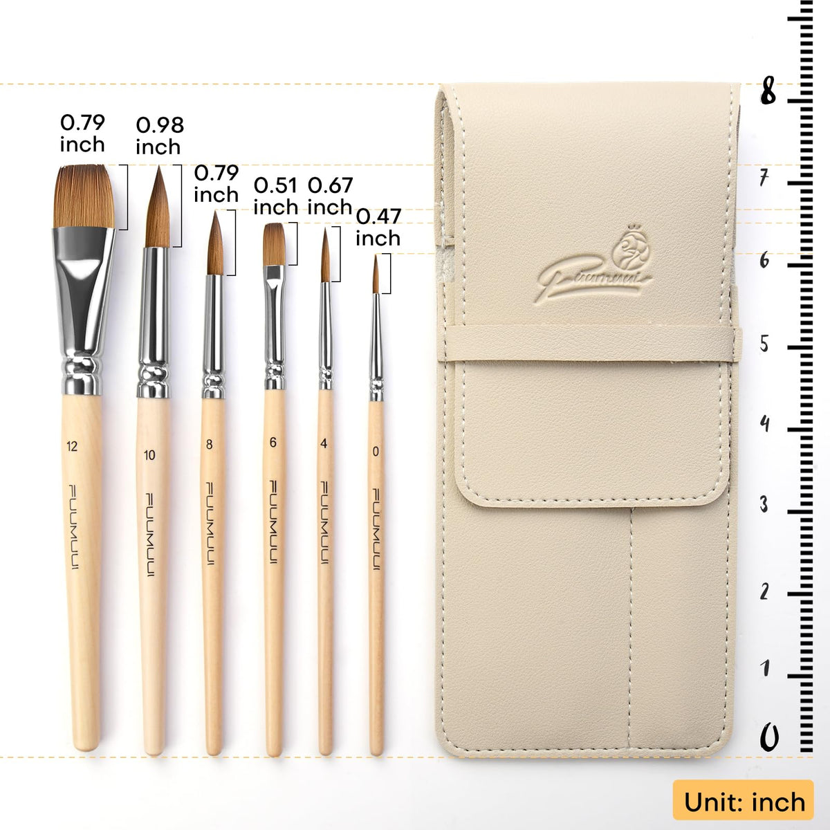 Sable Travel Watercolor Brushes, Fuumuui 6pcs Kolinsky Sable Watercolor Travel Brushes with Short