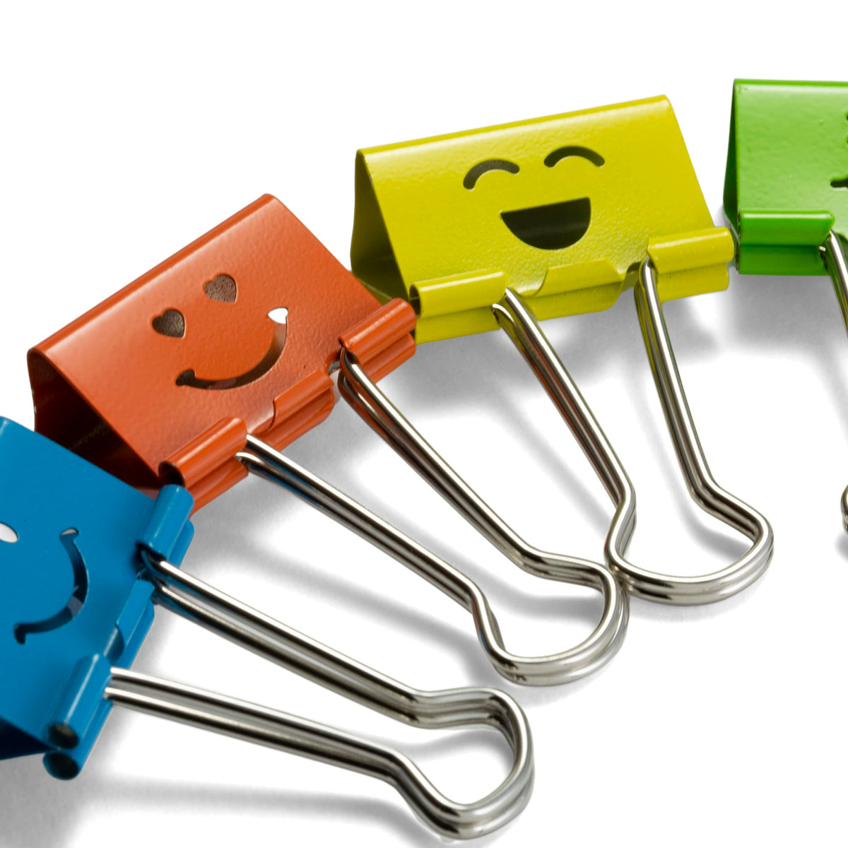 Officemate Smiling Face Binder Clips, Medium, Assorted Colors 36 Pcs, Paper Clamps for