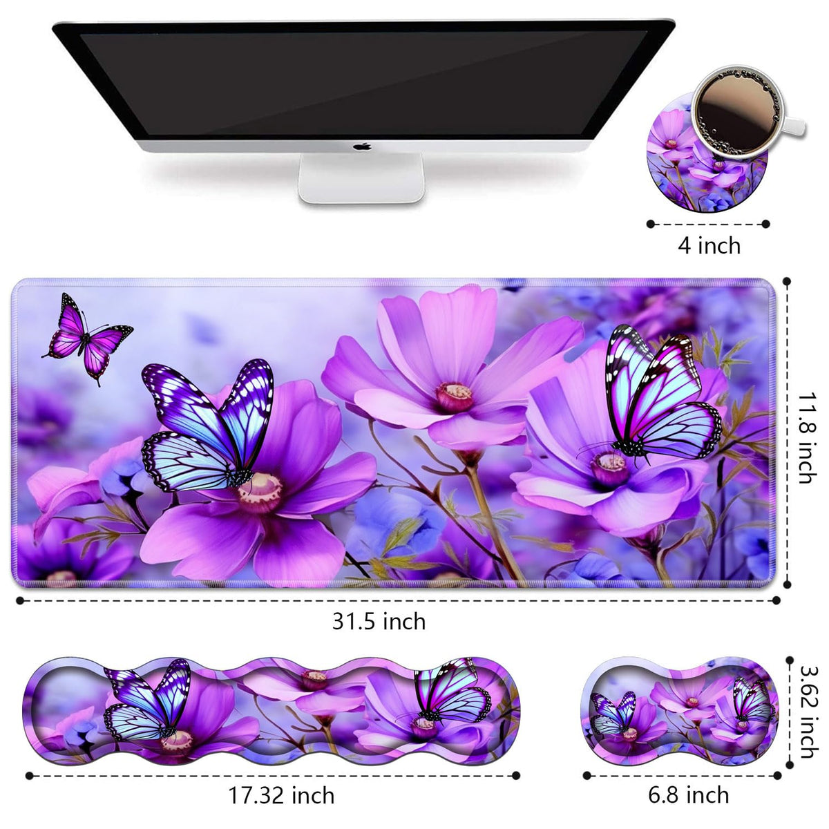 Ergonomic Keyboard Wrist Rest & Mouse Pad Wrist Rest Set, Large XXL Gaming Desk Mat 31.5"x 11.8"