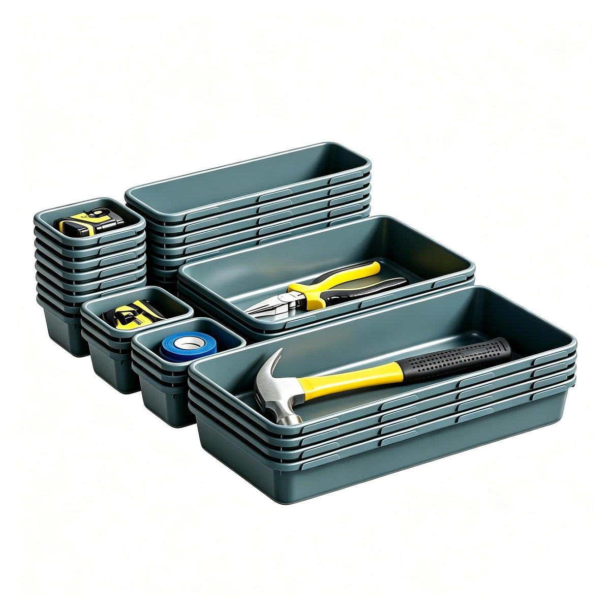 Gonice 30PCS Drawer Organizer Bins,Black Desk Drawer Organizer Tray