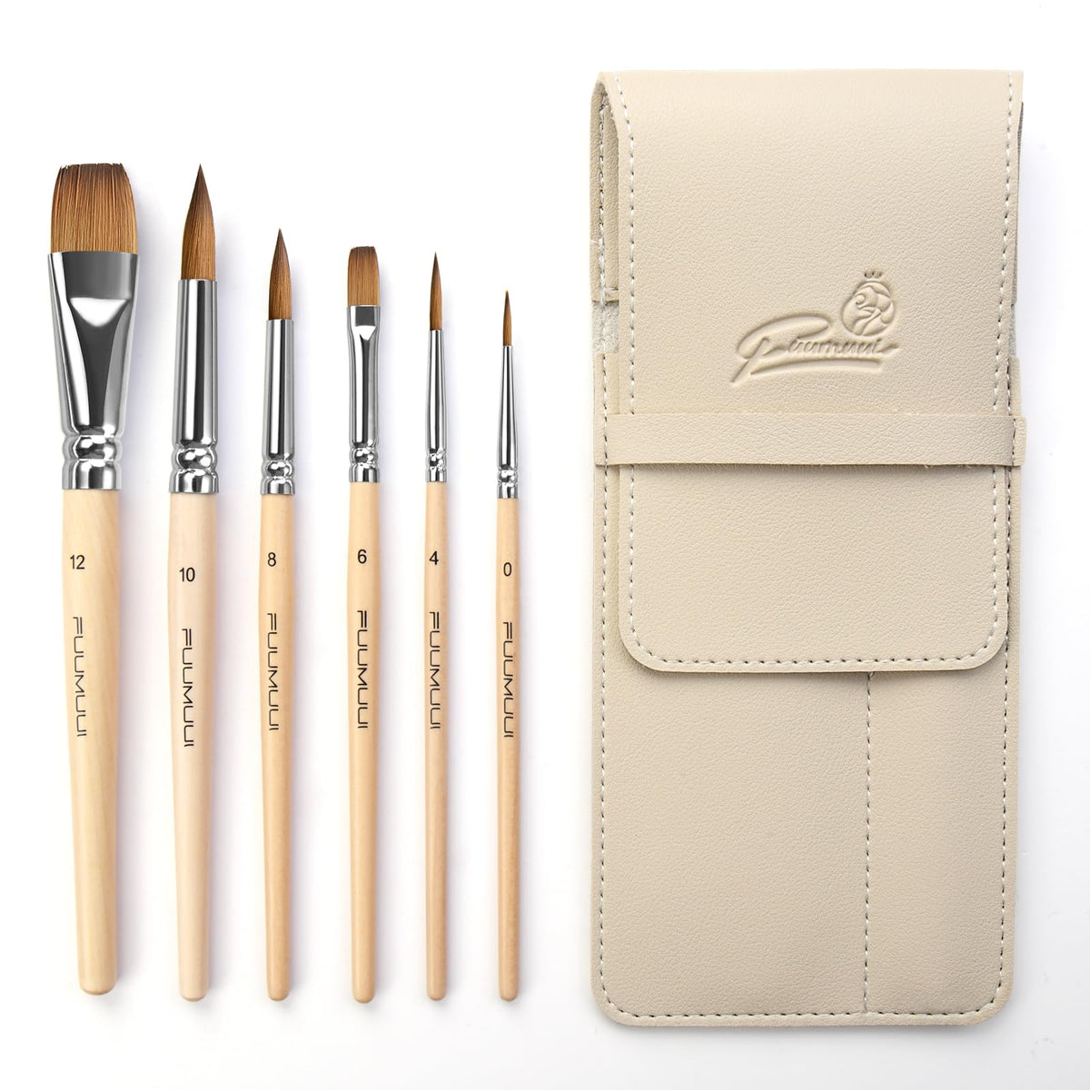 Sable Travel Watercolor Brushes, Fuumuui 6pcs Kolinsky Sable Watercolor Travel Brushes with Short
