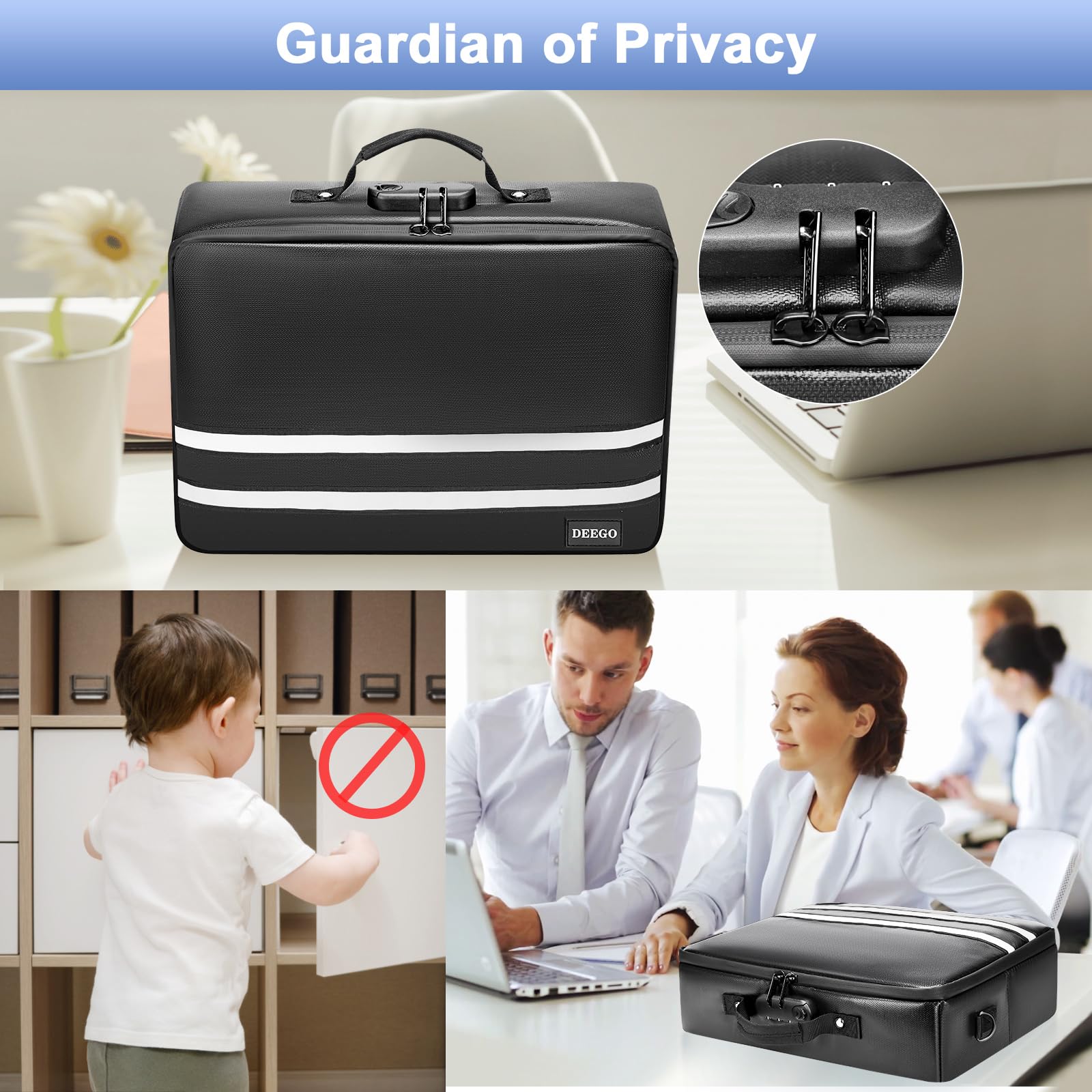 DEEGO Fireproof Document Organizer With Lock,Important Document Folder