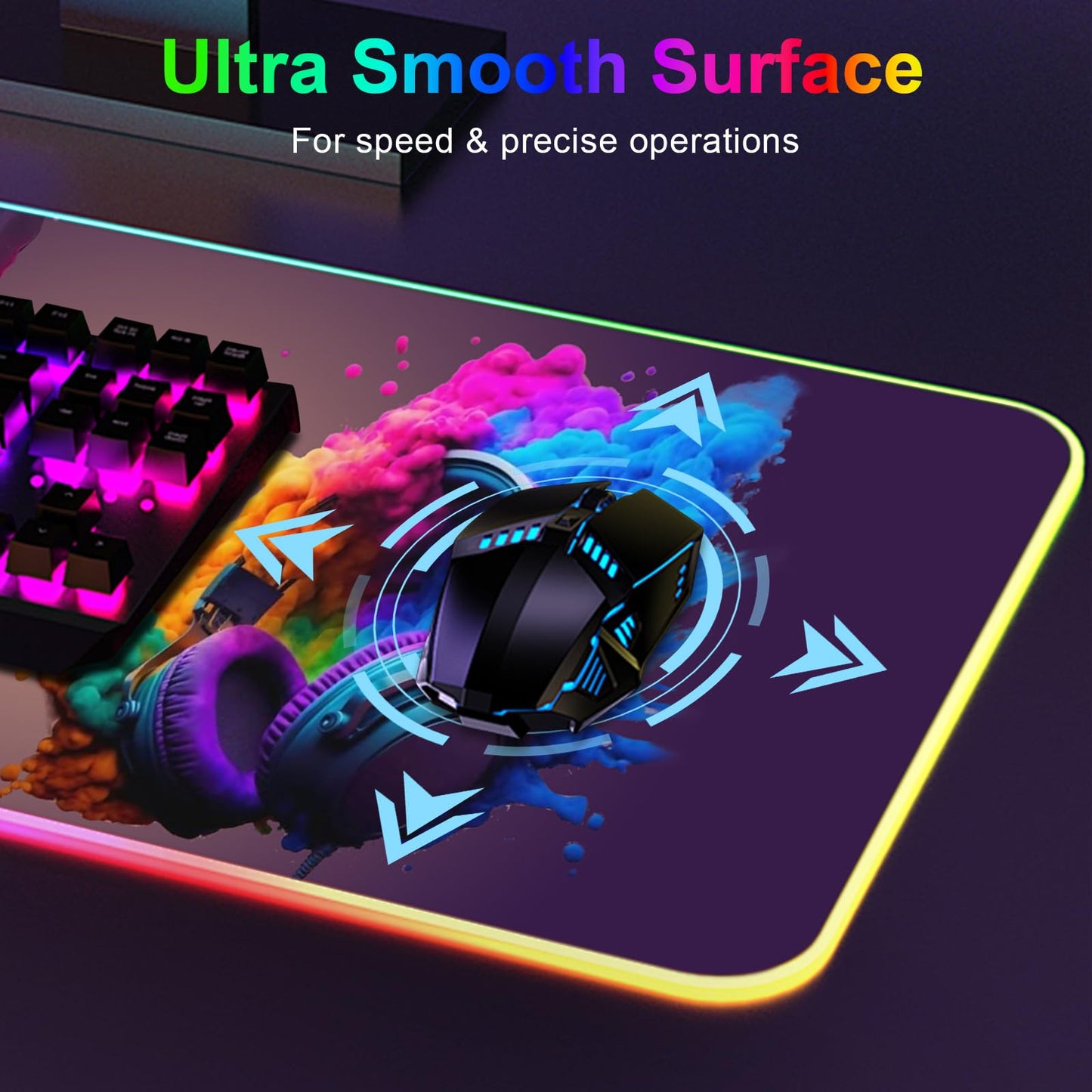 RGB Mouse Pad, Gaming Mousepad with 13 LED Light Modes