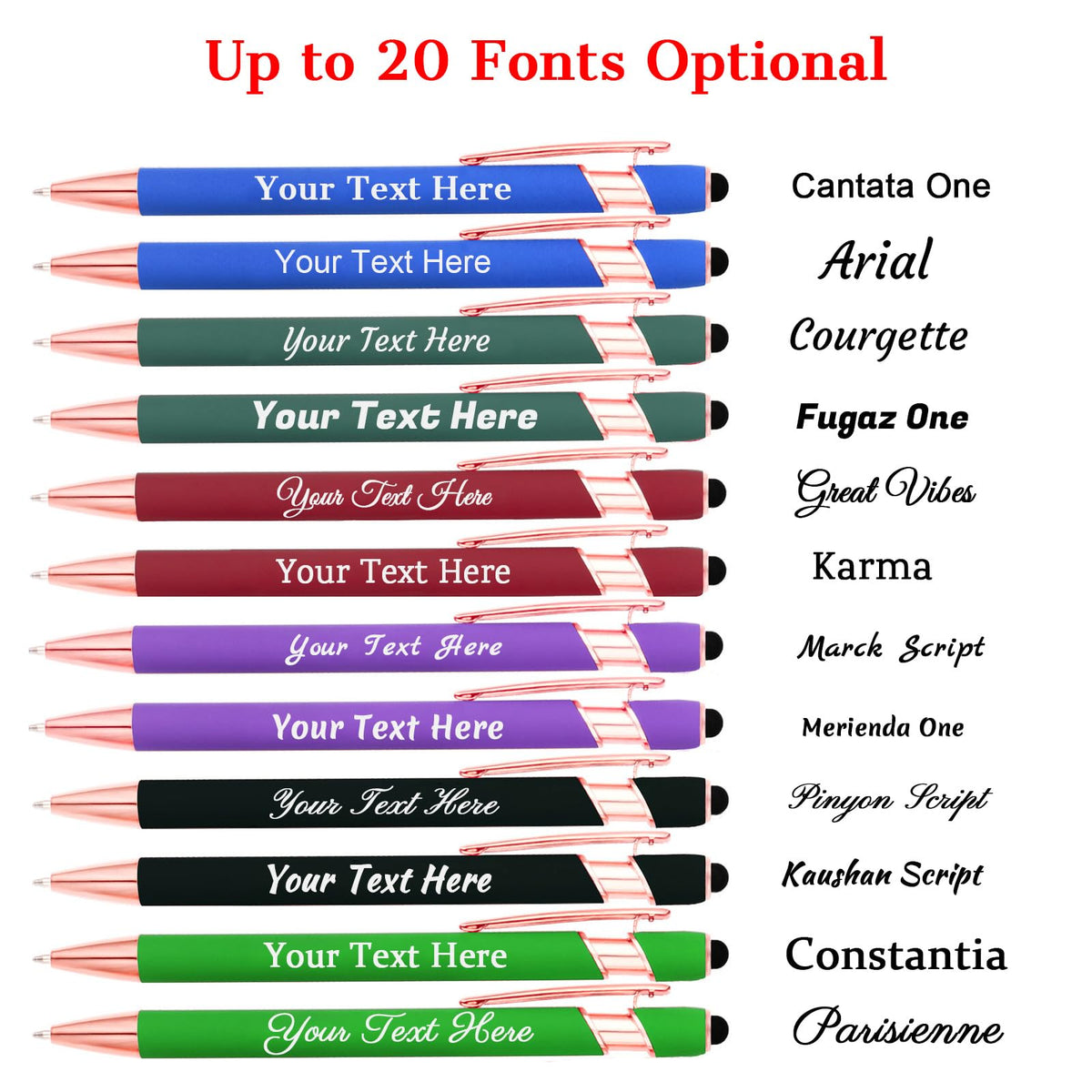 LMJUEJIN Personalized Pens with Name or Logo - Black Ink - 12 pcs Metal Custom Ballpoint Pen with