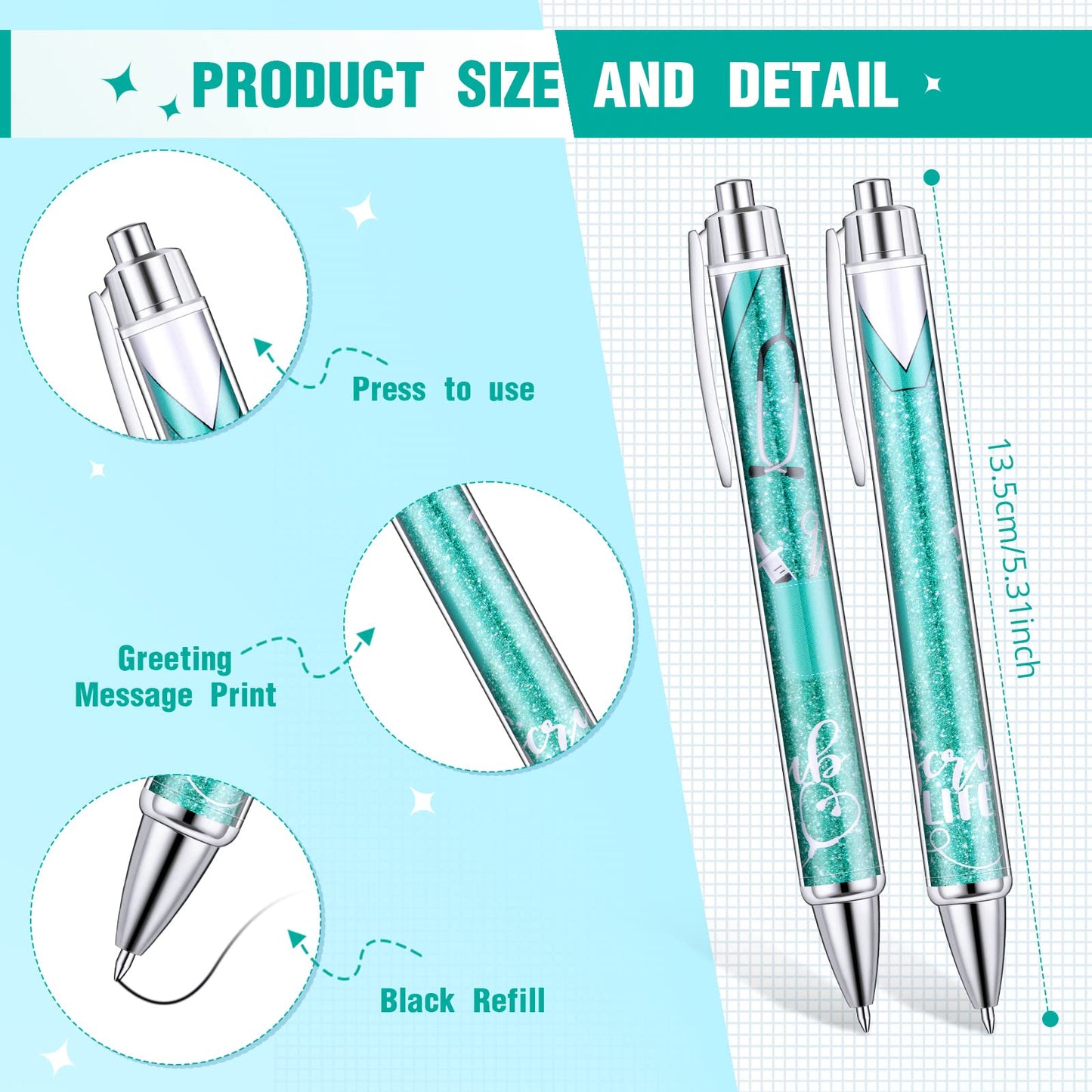 Jetec 100 Pcs Nurse Week Pens Ballpoint Bulk Cna Gift Appreciation Ink Funny Pens Set OT Month