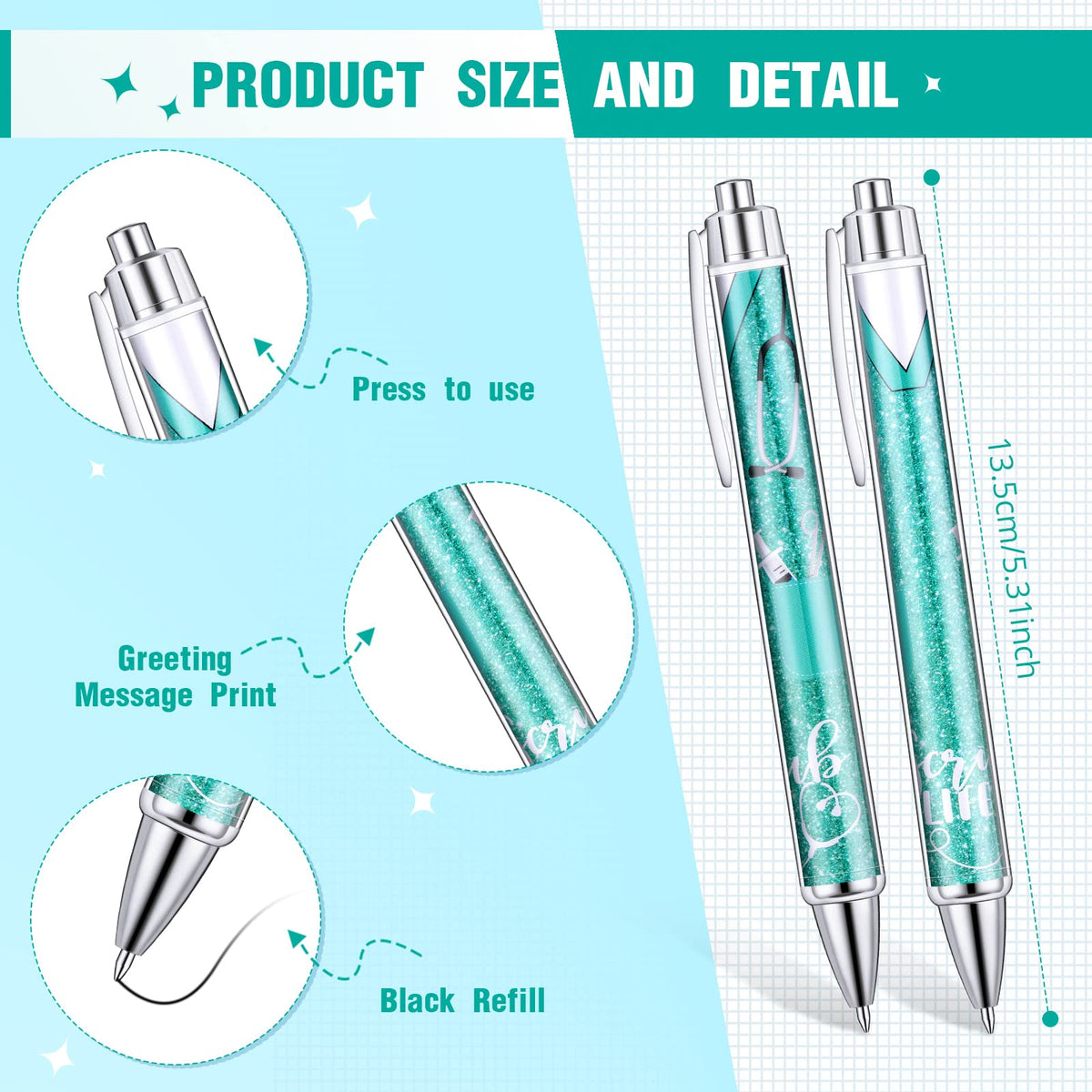 Jetec 100 Pcs Nurse Week Pens Ballpoint Bulk Cna Gift Appreciation Ink Funny Pens Set OT Month