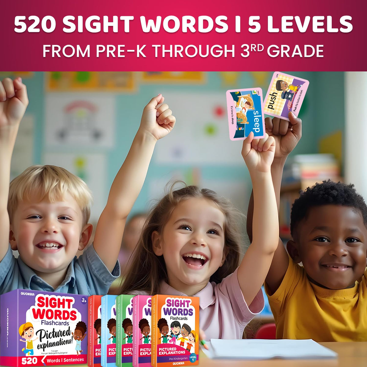 Flash Cards for Kids Ages 4-8 - Preschool Educational Reading Flashсards