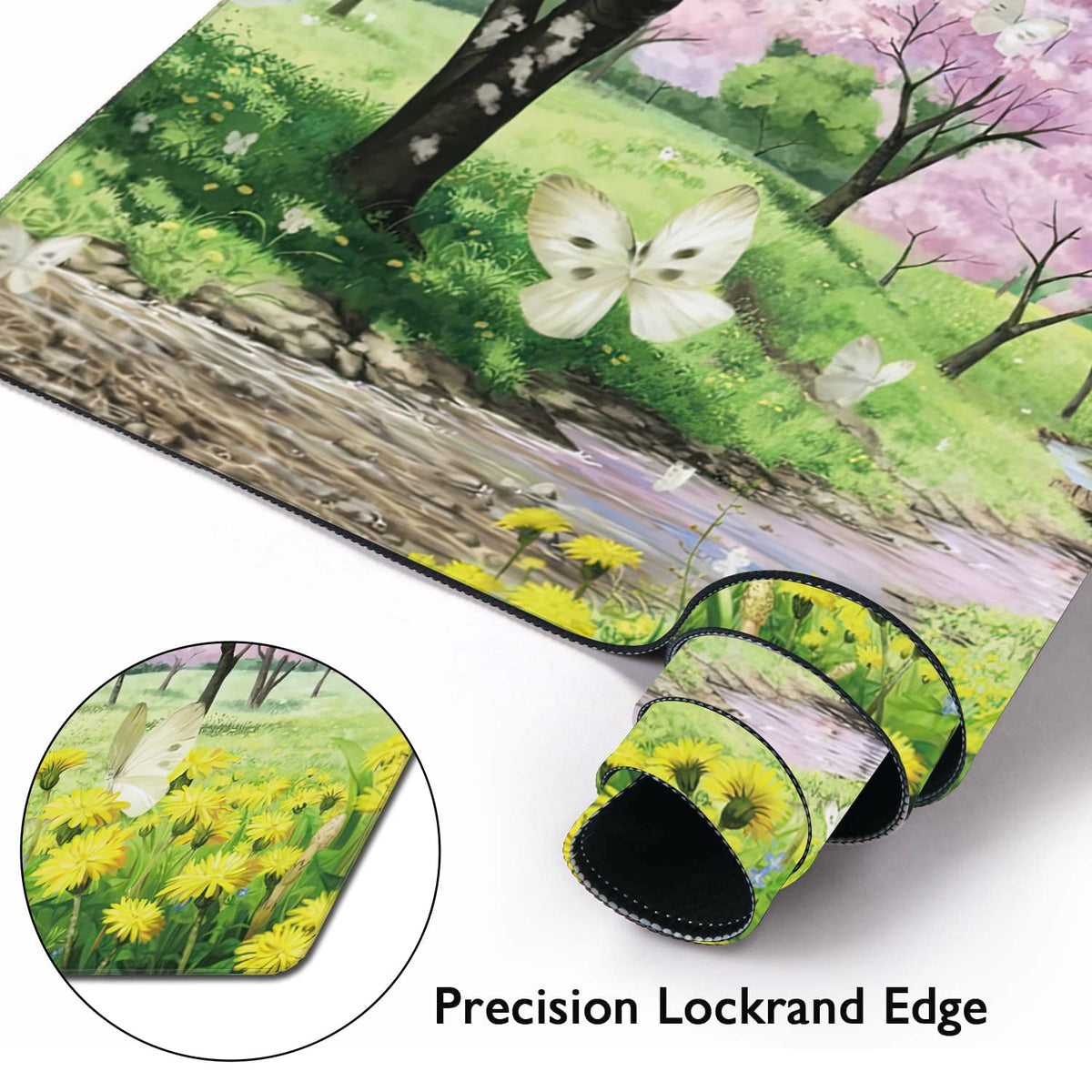 Spring Garden Extended Gaming Mouse Pad Large Desk Mat with Non-Slip Rubber Base and Stitched