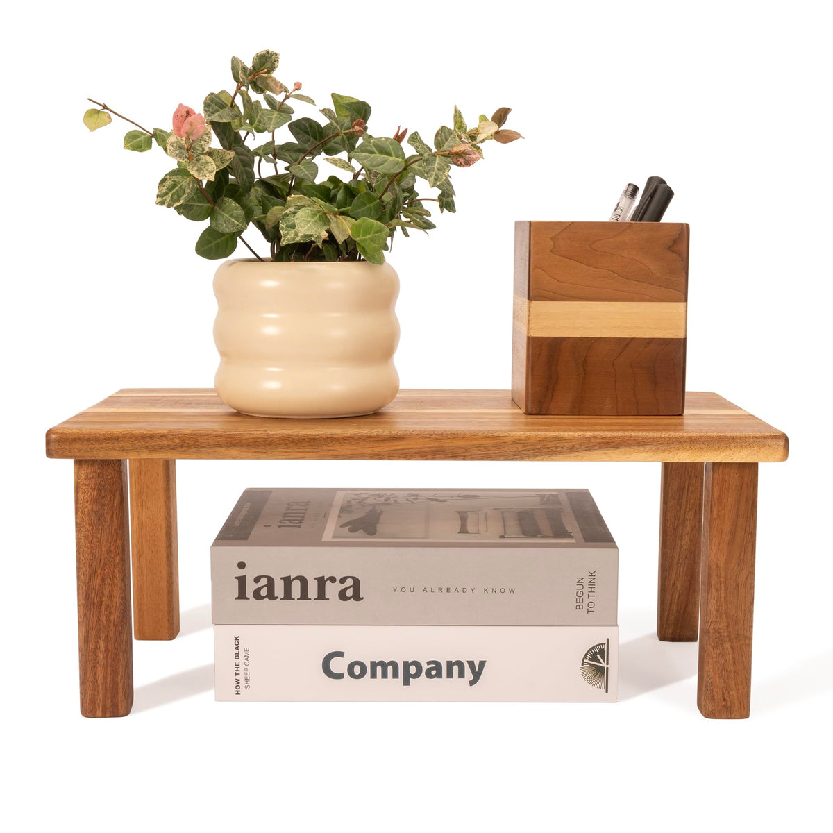 RiLiKar Kitchen Cabinet Counter Shelf Acacia Wood Desktop Organizer Shelf