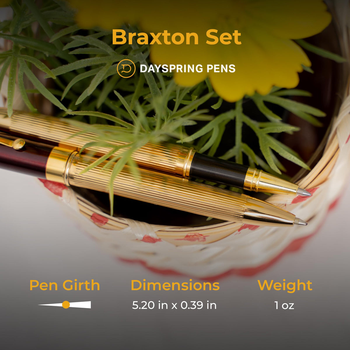 Dayspring Pens Braxton Personalized Ballpoint & Rollerball Set, Red Lacquer
