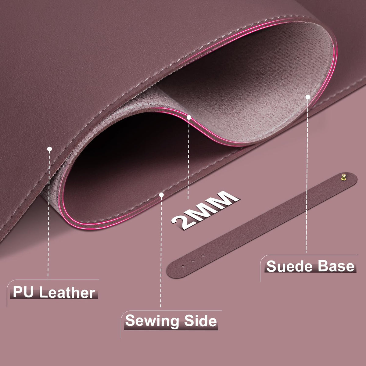 Leather Desk Pad Protector, 39.4'' X 17'' Large Mouse Pad, Office Desk Mat, Non-Slip PU Leather &