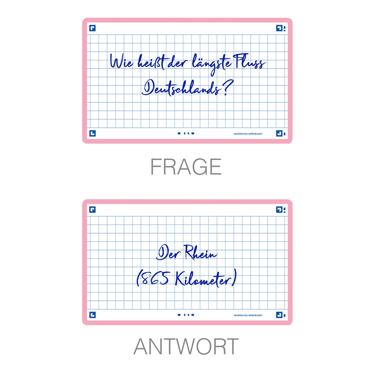 Oxford Flash 2.0 Pack of 80 Flash Cards Size 7/5 x 12.5 cm Small Squares on Both Sides - Navy Blue