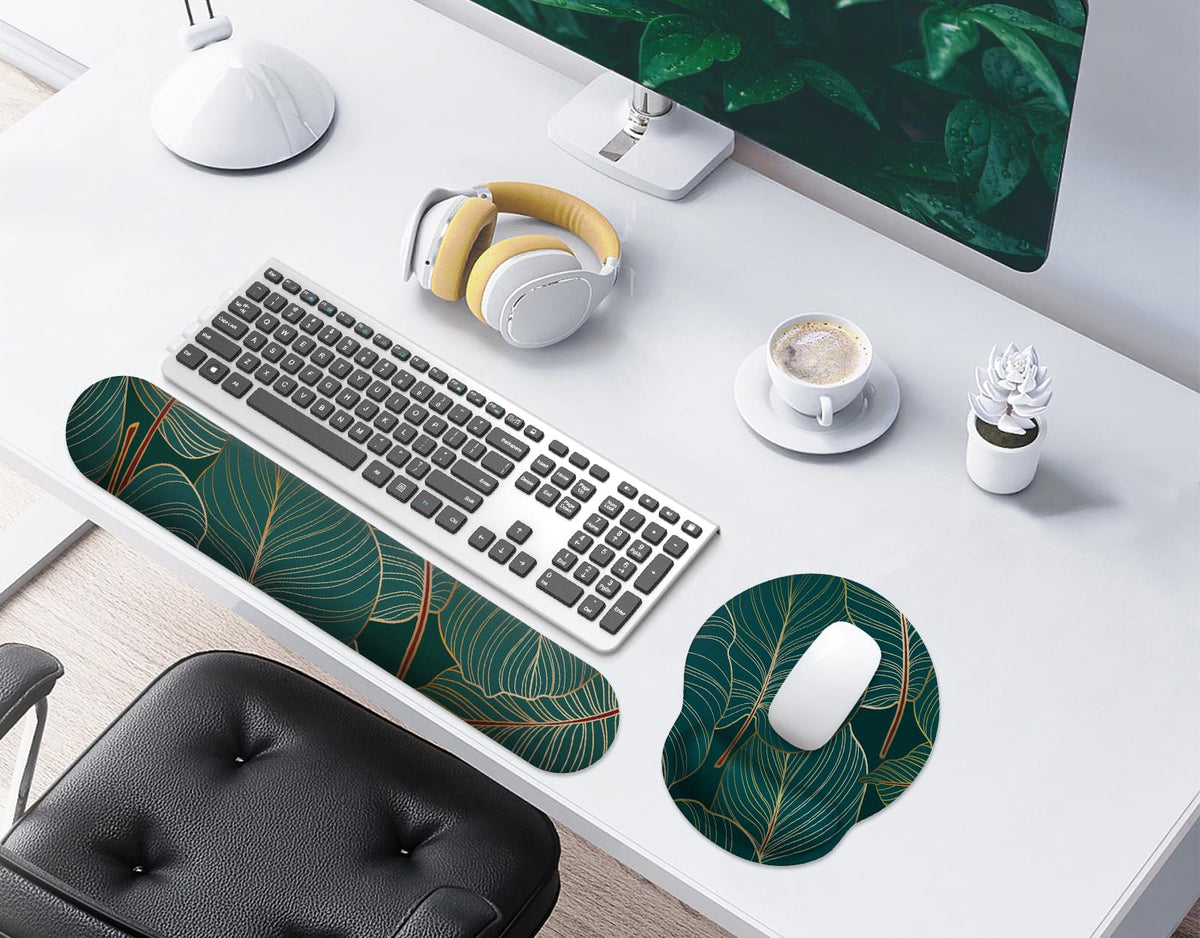 eulps Mouse Pad Wrist Support, Ergonomic Memory Foam Keyboard Wrist Pad & Gel Wrist Rest Set for