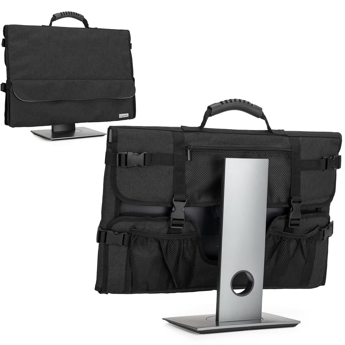 CURMIO 24 Inch Computer Monitor Carrying Case with Rubber Handle, Black