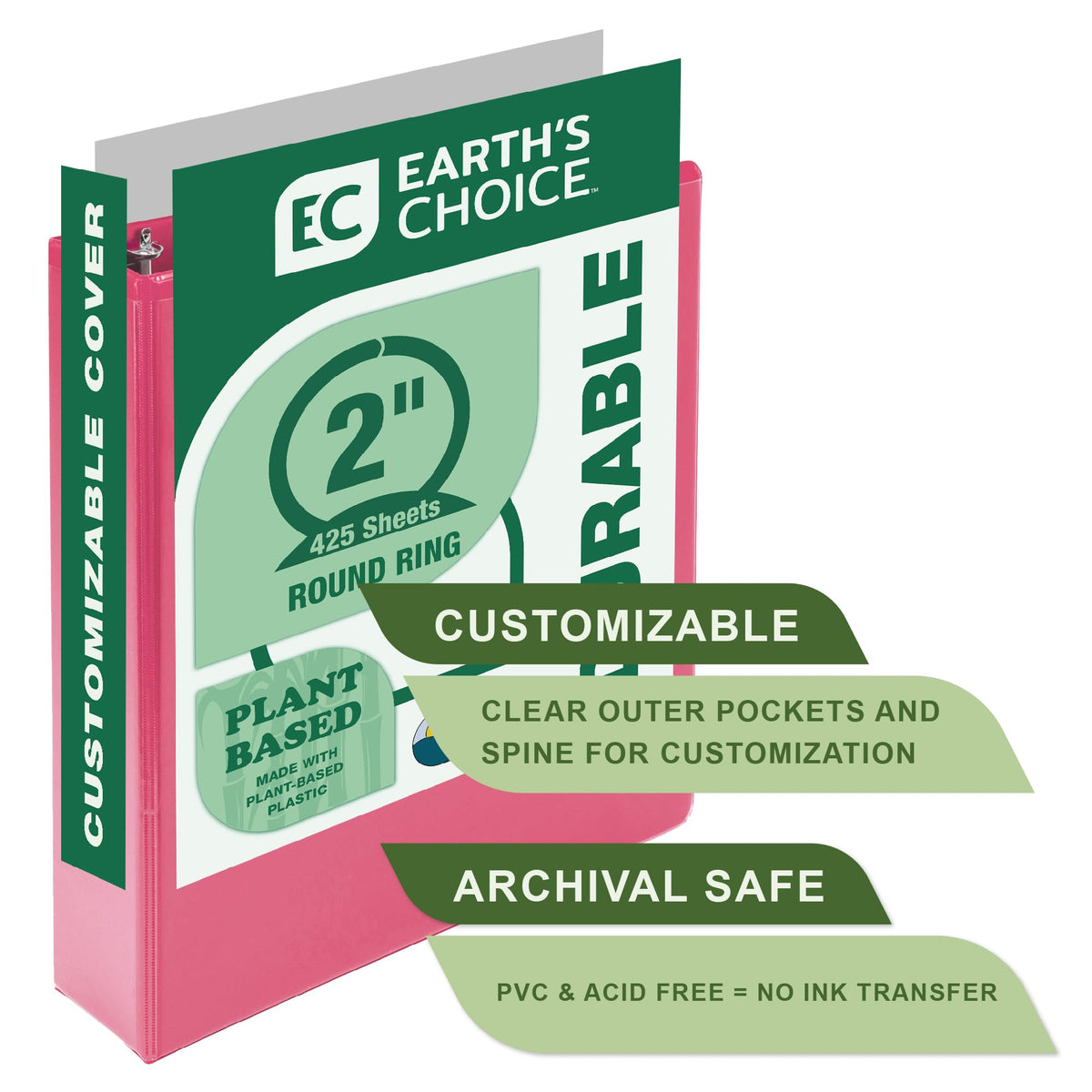 Samsill Plant-Based 2 Inch Durable Round Ring, View Binder, Eco-Friendly, USDA Certified Biobased