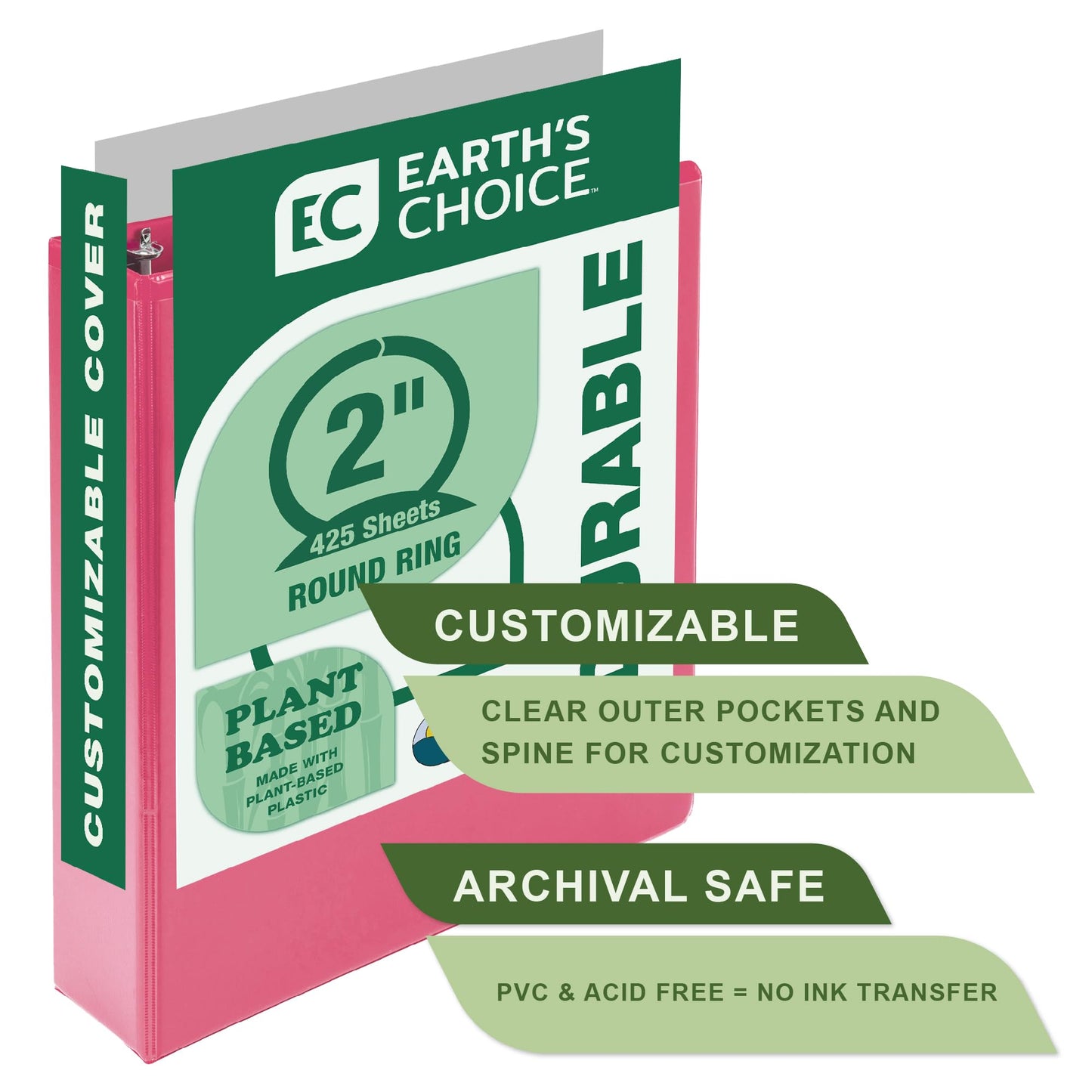 Samsill Plant-Based 2 Inch Durable Round Ring, View Binder, Eco-Friendly, USDA Certified Biobased