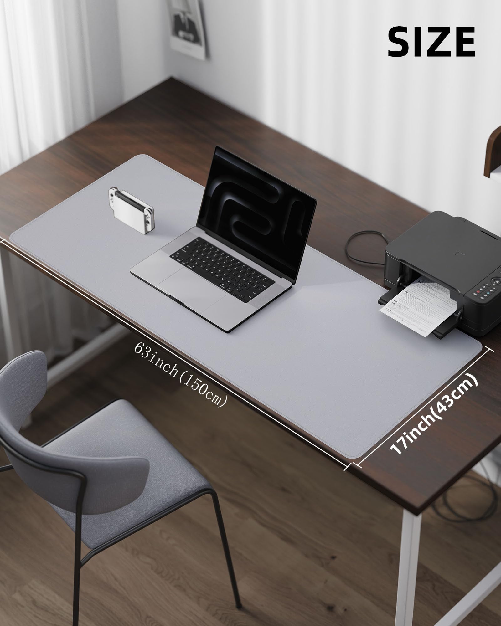 Extra Large Desk Mat 63"x17" - Non-Slip Office Desk Pad for Home & Work, Waterproof Keyboard Mouse