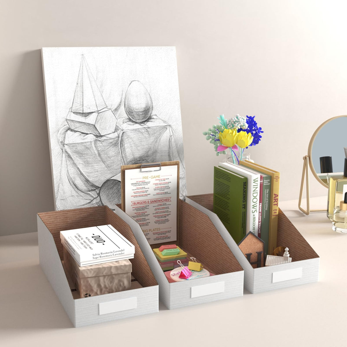 ZBEIVAN Cardboard Storage Bins Boxes 35 Packs 12x6x4.5 Inches, Easy Assembly Pantry Organizer Bins